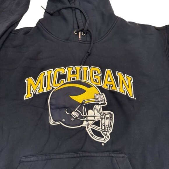 Michigan Football Hoodie Sweatshirt Champion Large Wolverines College Spell Out - Picture 4 of 10